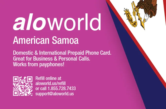 Call American Samoa from United States or Canada cheap and easy with a calling card.
