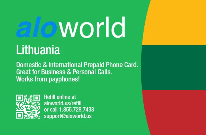 Call Lithuania from United States or Canada cheap and easy with a calling card.